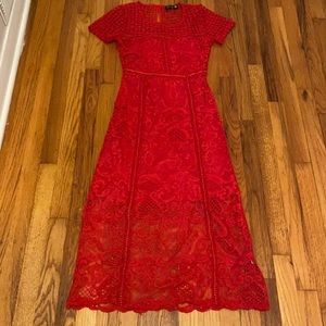 Stunning red lace midi